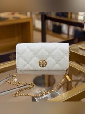 Tory Burch Women's Willa Glazed Chain Wallet (Blanc)